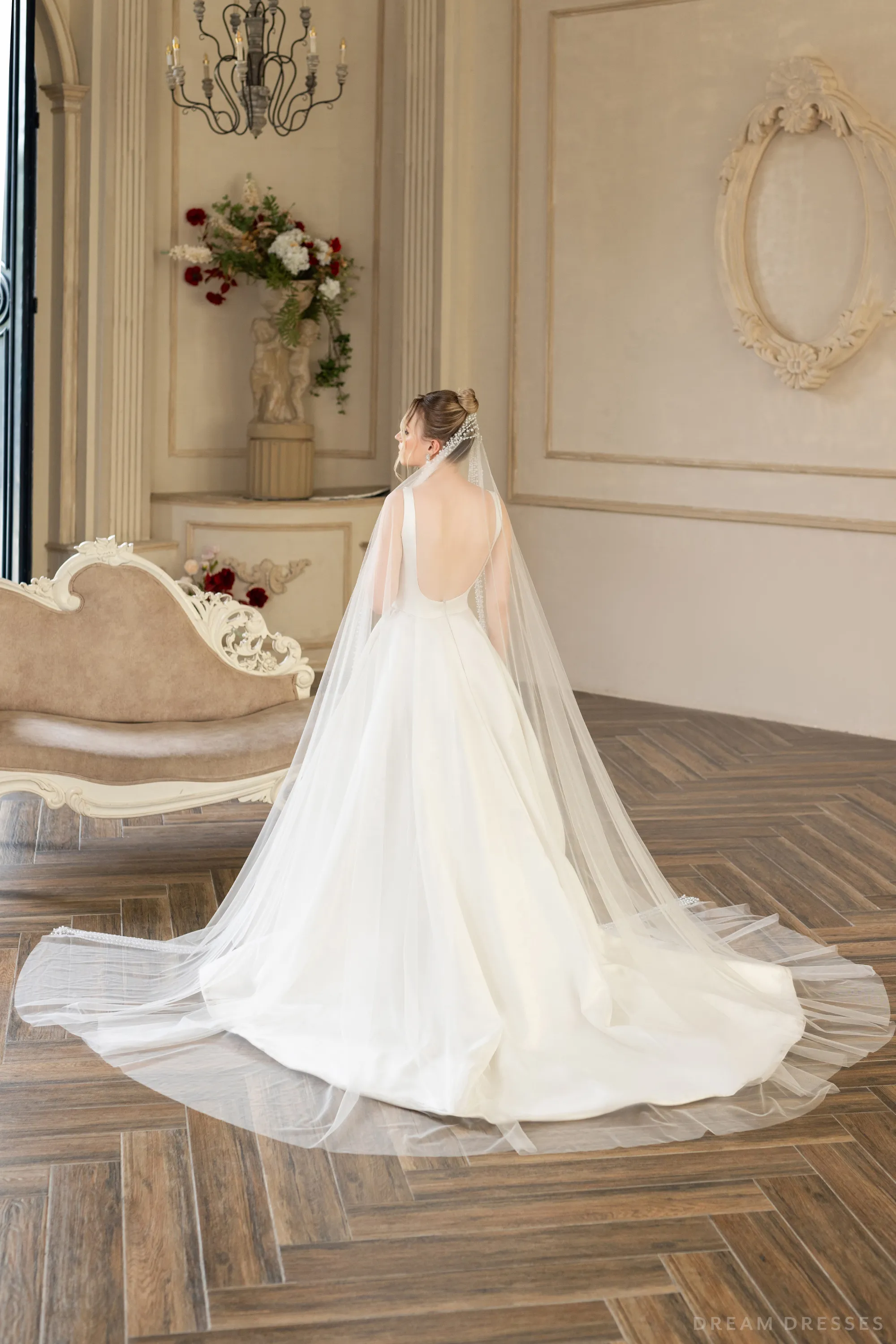 Cathedral Wedding Veil with Pearls (#QUEEN)