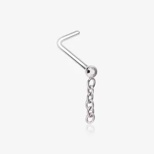 Chainlink Sparkle Dangle L-Shaped Nose Ring