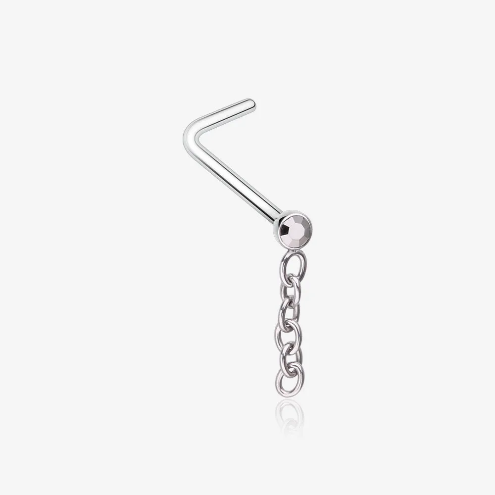 Chainlink Sparkle Dangle L-Shaped Nose Ring