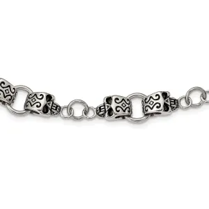 Chisel Stainless Steel Antiqued and Polished Skull 24 inch Necklace