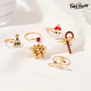Christmas Elk Christmas Tree Ring Set of Six