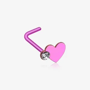Colorline Adorable Heart Sparkle L-Shaped Nose Ring