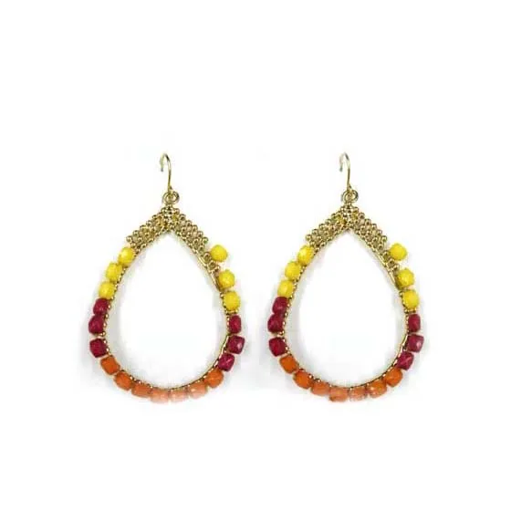 CORAL PEAR SHAPED BEADED EARRINGS  #SE25068_CORAL (DB4)