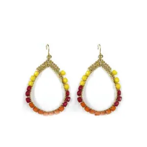 CORAL PEAR SHAPED BEADED EARRINGS  #SE25068_CORAL (DB4)
