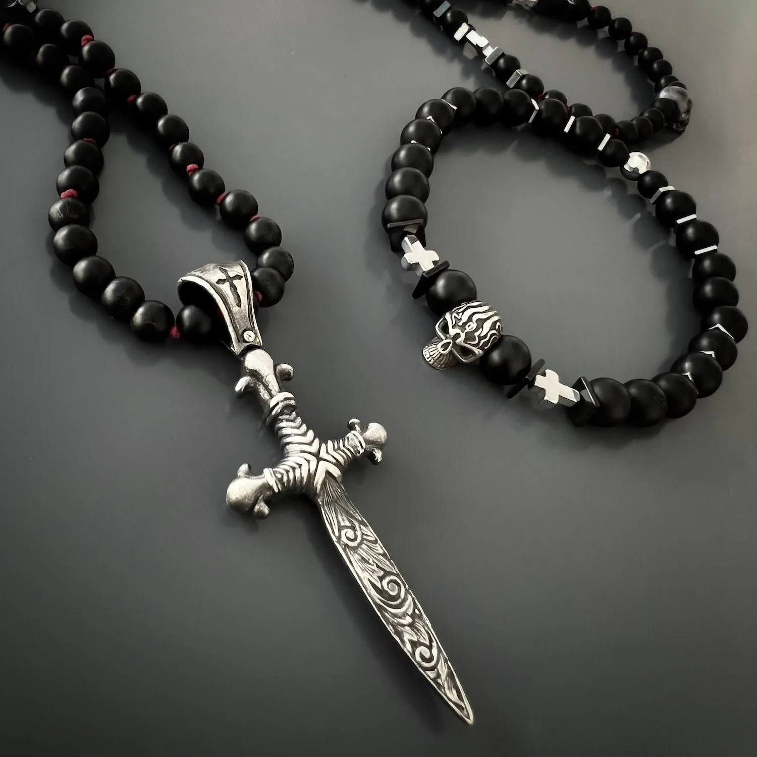 Courage Black Onyx Skull Bracelet