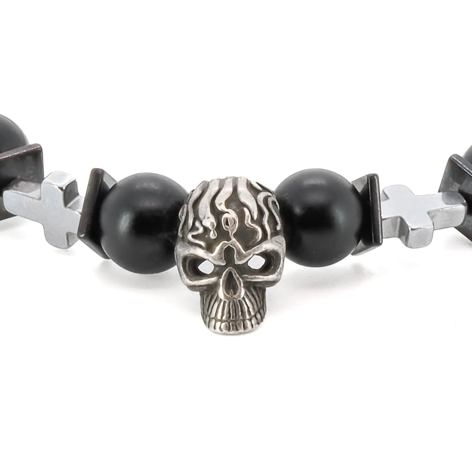 Courage Black Onyx Skull Bracelet