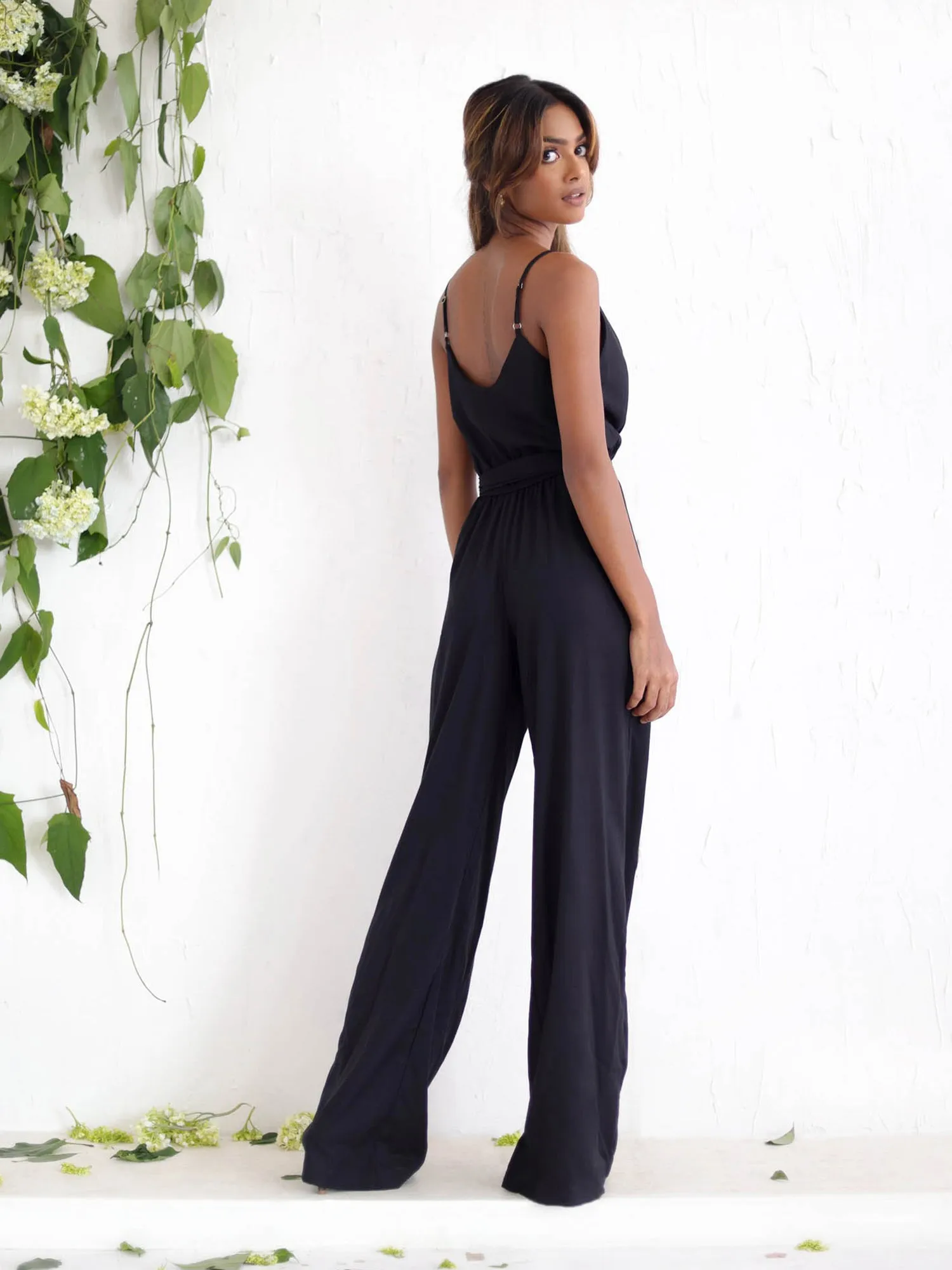 Cowl Neck Side Tie-Up Jump Suit