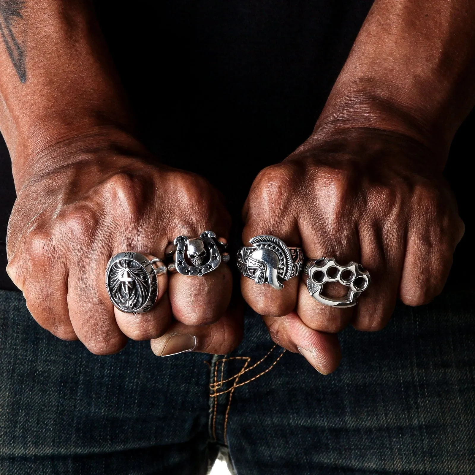 Crucifix Gothic Cross 925 Sterling Silver Rings