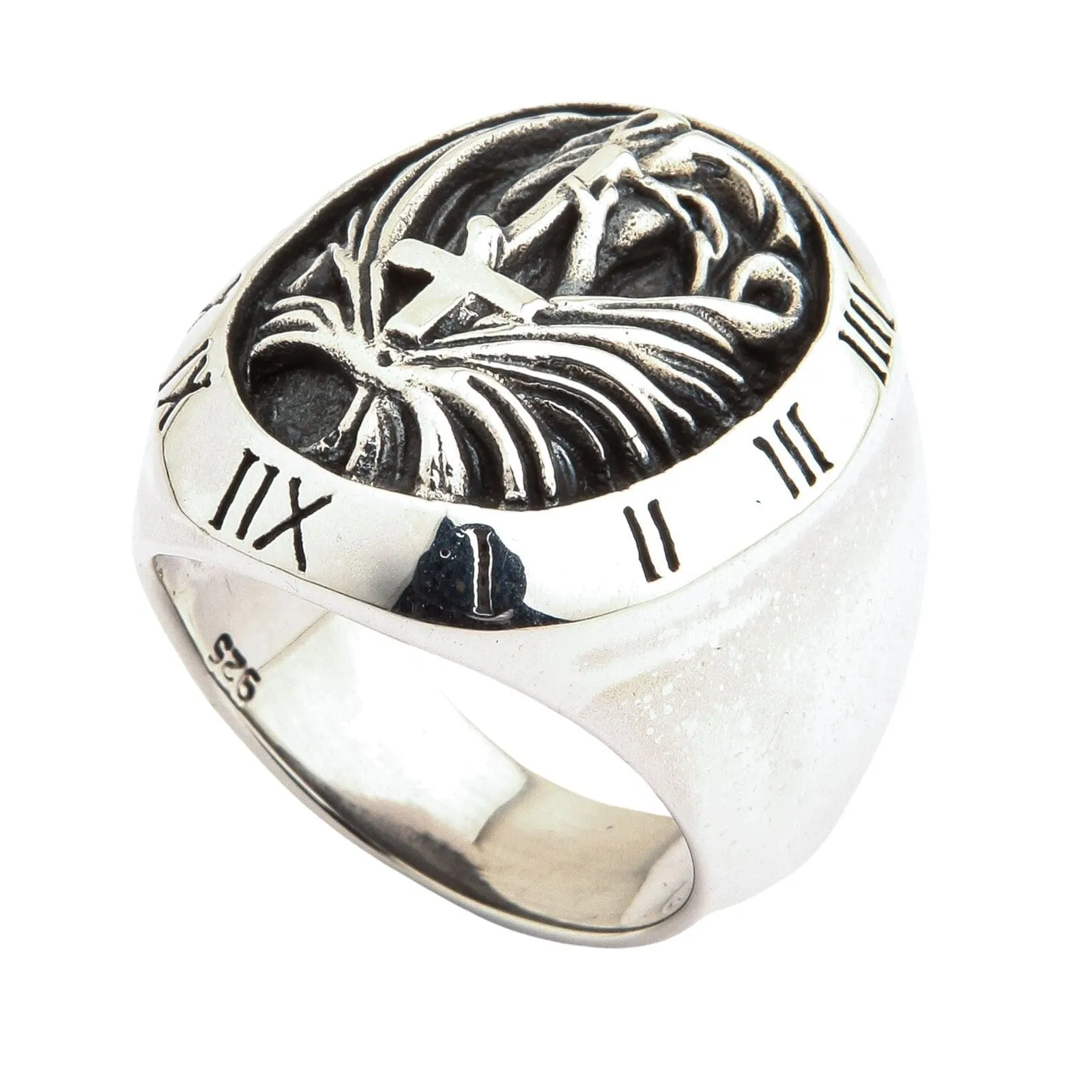 Crucifix Gothic Cross 925 Sterling Silver Rings