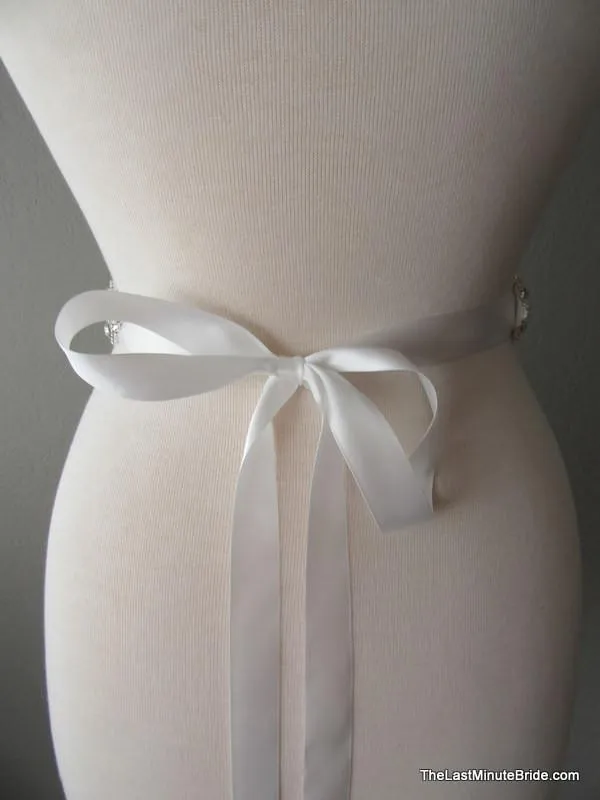 Crystal, Rhinestone & Pearl Bridal Belt Style: Miami, 17 inches