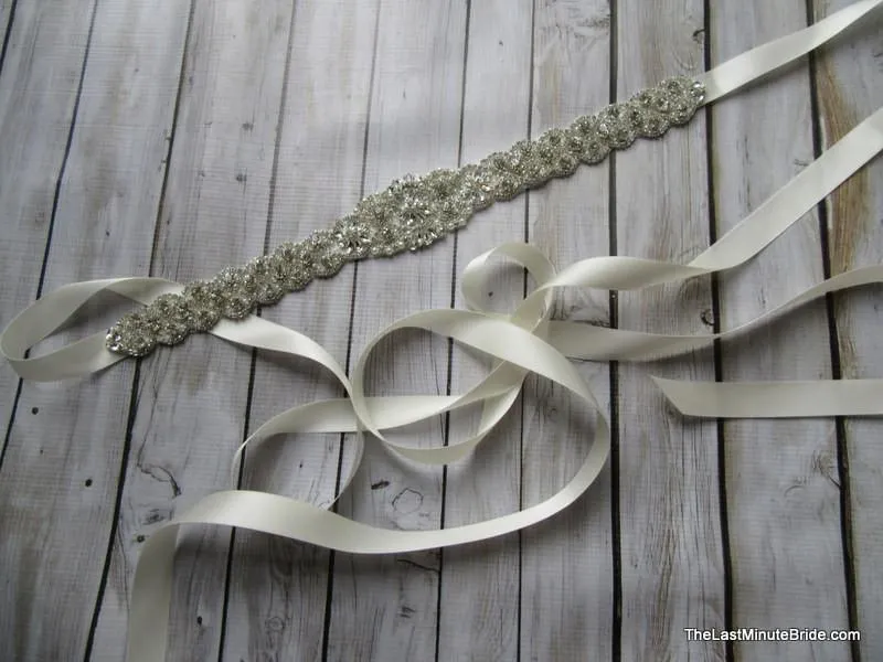 Crystal, Rhinestone & Pearl Bridal Belt Style: Miami, 17 inches