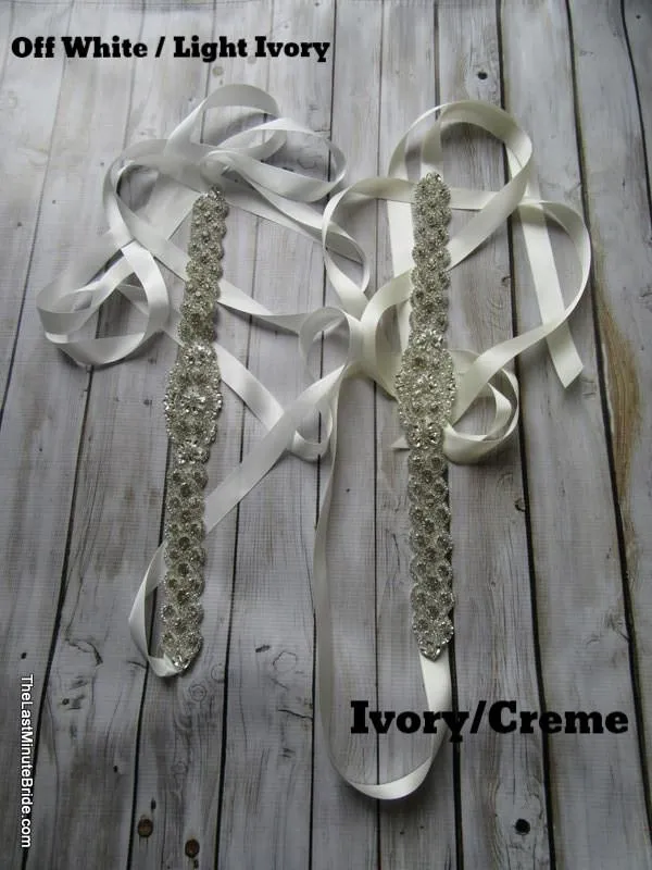 Crystal, Rhinestone & Pearl Bridal Belt Style: Miami, 17 inches