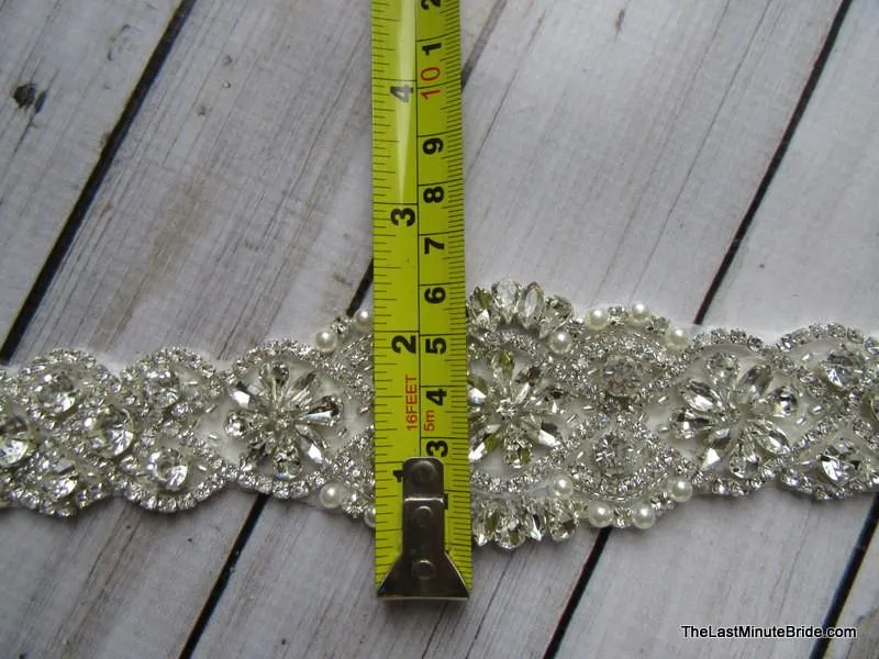 Crystal, Rhinestone & Pearl Bridal Belt Style: Miami, 17 inches