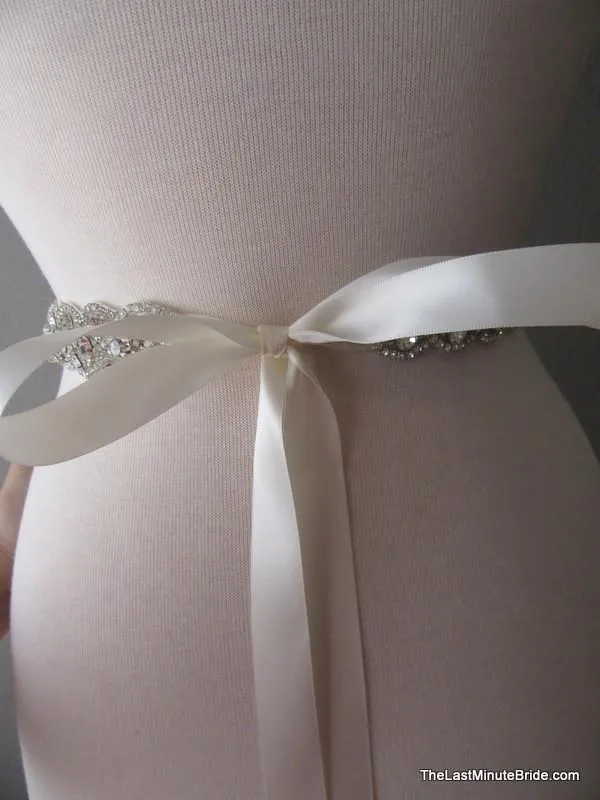 Crystal, Rhinestone & Pearl Bridal Belt Style: Miami, 33 inches