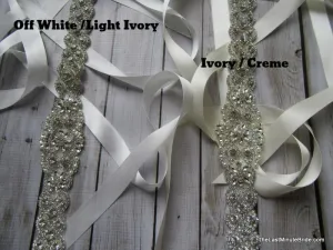 Crystal, Rhinestone & Pearl Bridal Belt Style: Miami, 33 inches