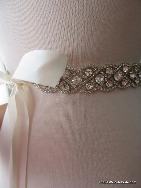 Crystal, Rhinestone & Pearl Bridal Belt Style: Miami, 33 inches