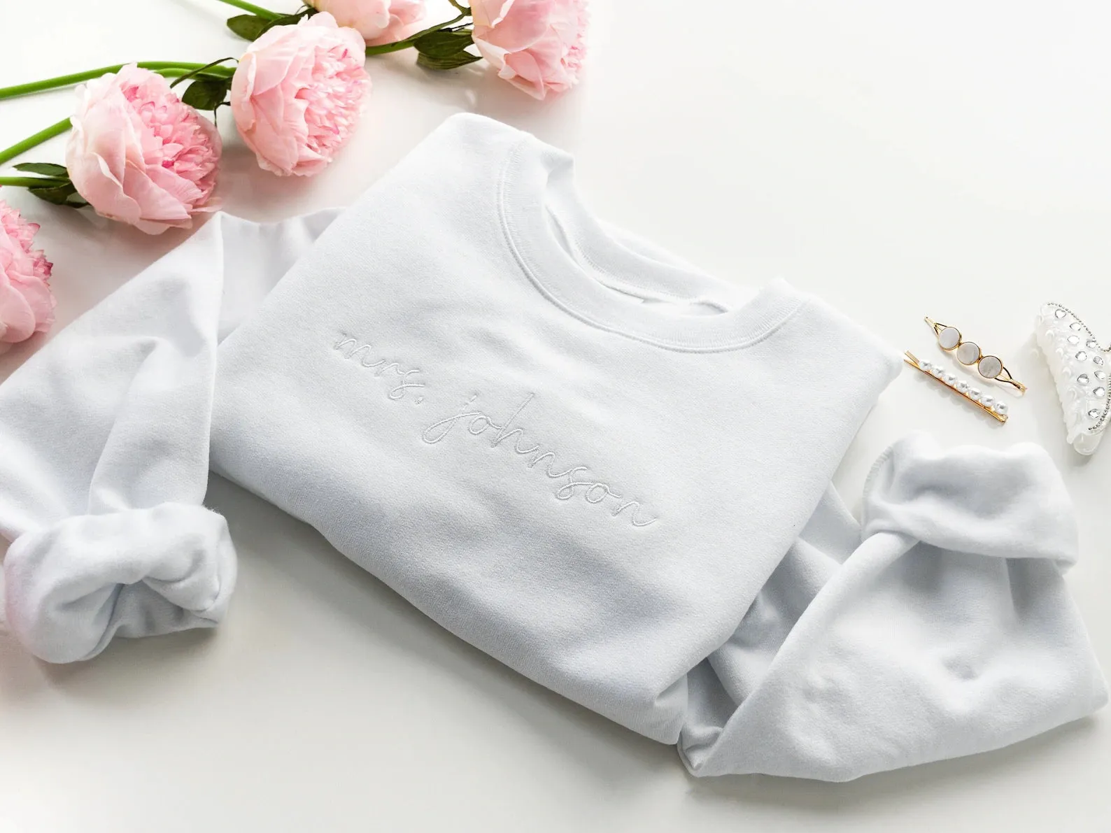 Custom Embroidered Mrs. Crewneck Sweatshirt