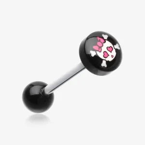 Cute Emo Skull Logo Acrylic Barbell Tongue Ring