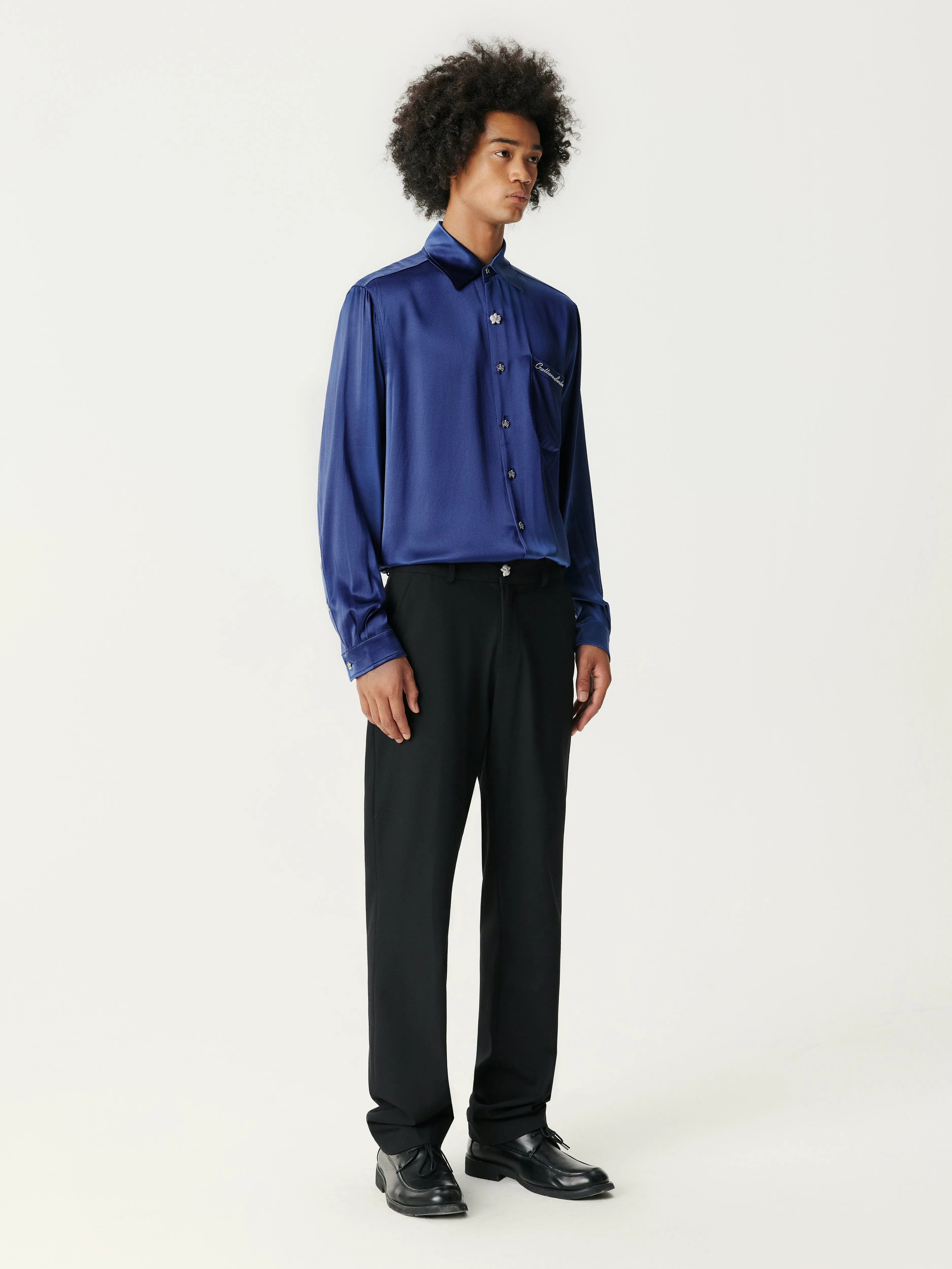Dark Blue Silk Shirt