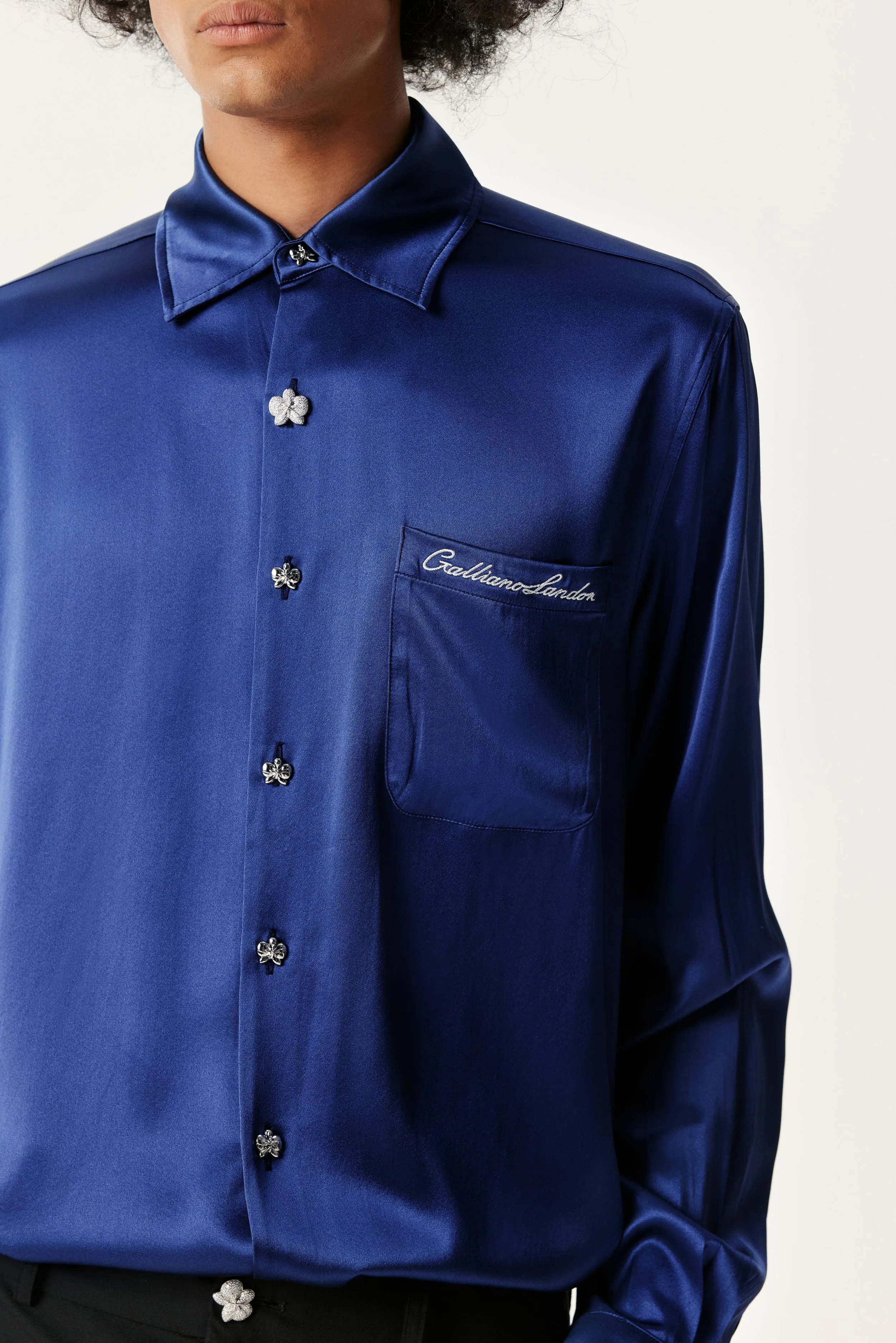 Dark Blue Silk Shirt