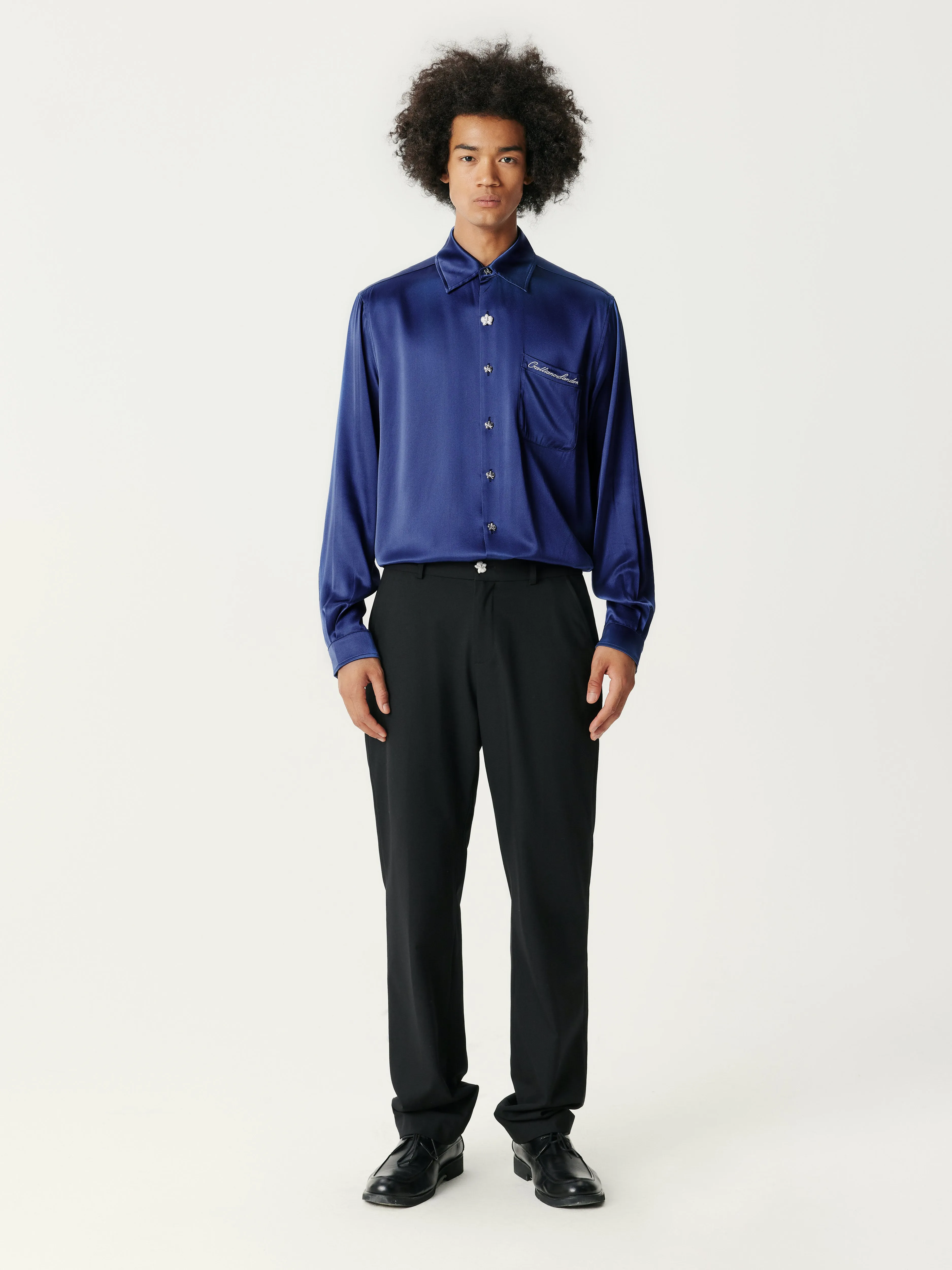 Dark Blue Silk Shirt