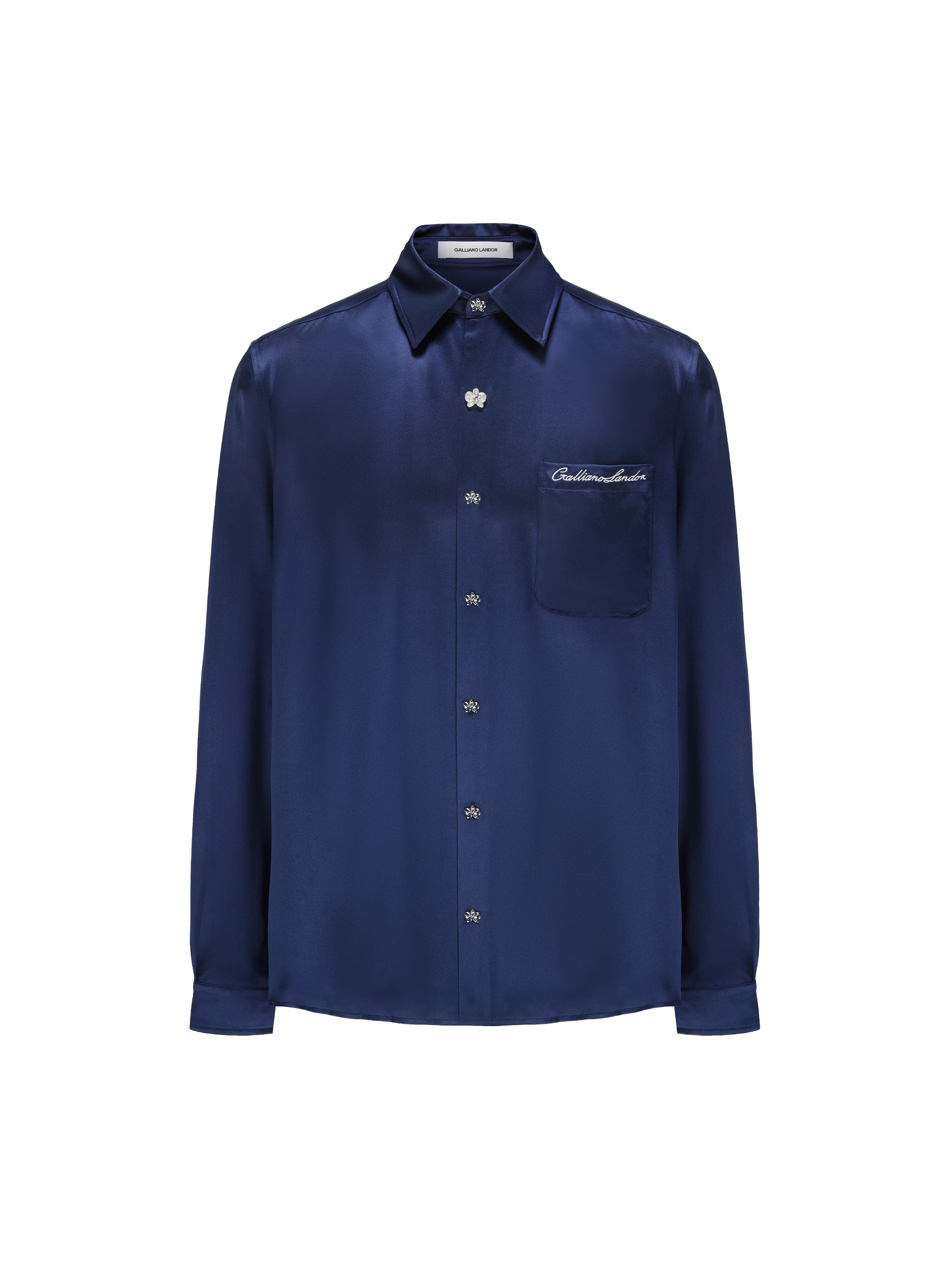 Dark Blue Silk Shirt