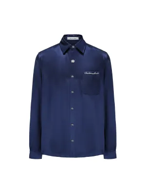 Dark Blue Silk Shirt