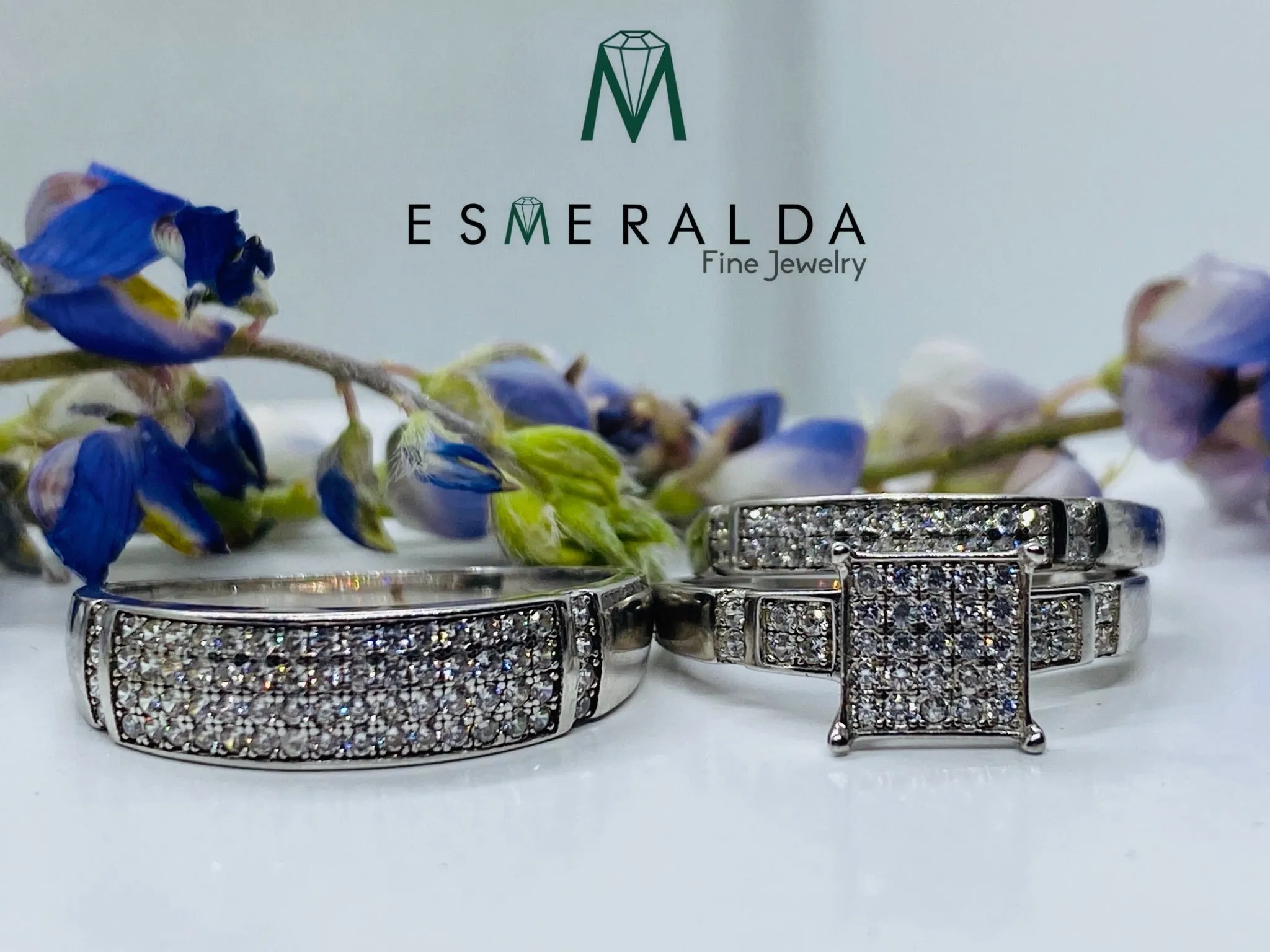 Diamond Cut White Gemstone Bridal Set