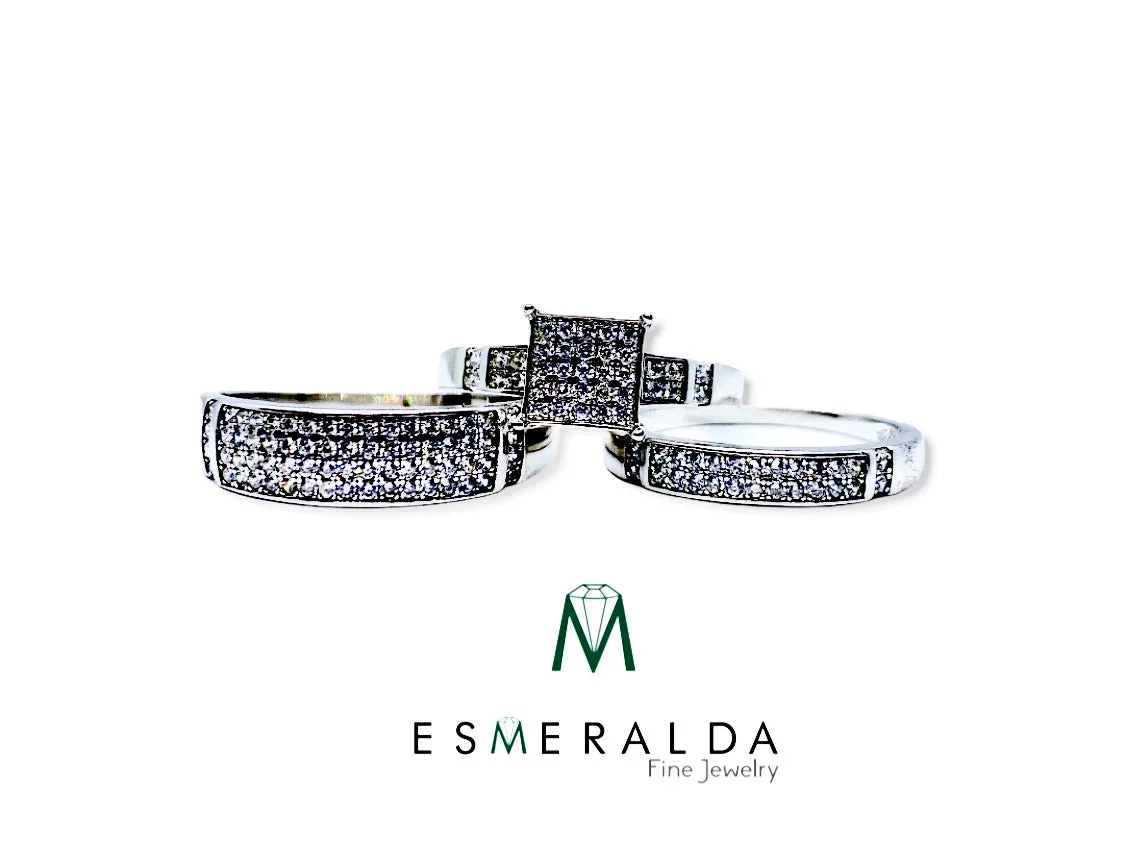 Diamond Cut White Gemstone Bridal Set