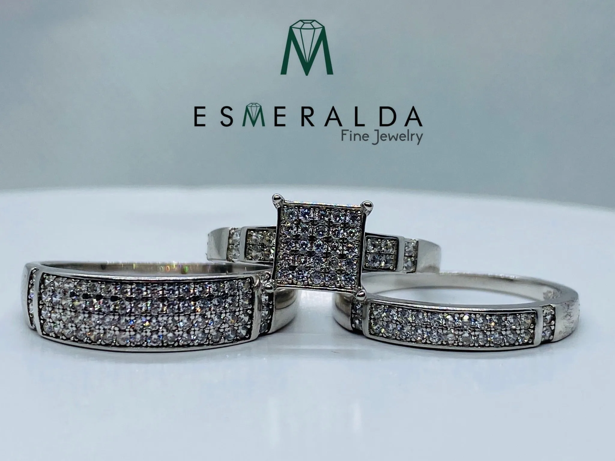 Diamond Cut White Gemstone Bridal Set