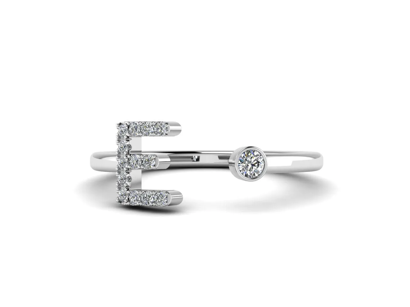 Diamond Initials Cuff Ring - Statement Stack Rings