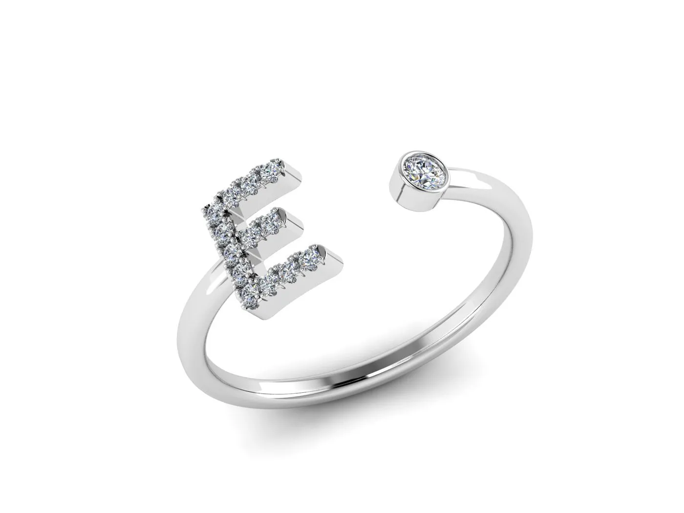 Diamond Initials Cuff Ring - Statement Stack Rings