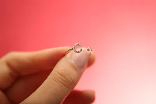 Diamond Initials Cuff Ring - Statement Stack Rings
