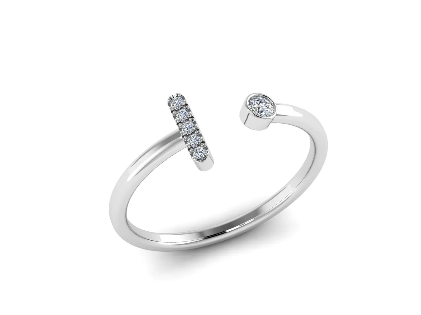 Diamond Initials Cuff Ring - Statement Stack Rings