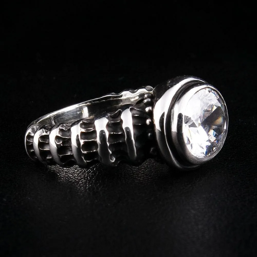 Diamond Topaz 925 Sterling Silver Gothic Ring