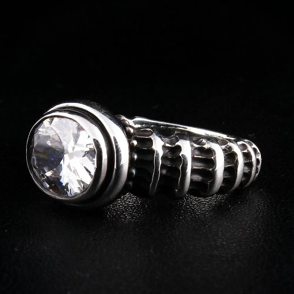 Diamond Topaz 925 Sterling Silver Gothic Ring