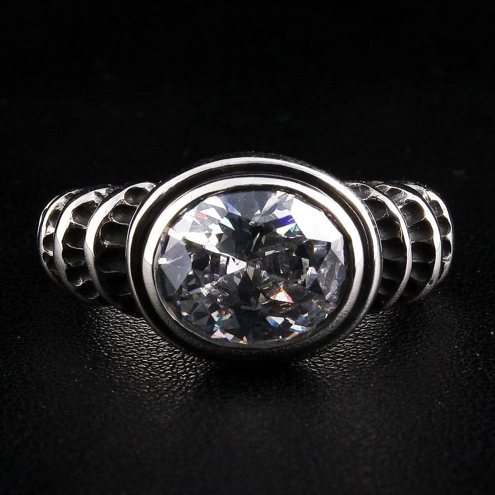 Diamond Topaz 925 Sterling Silver Gothic Ring