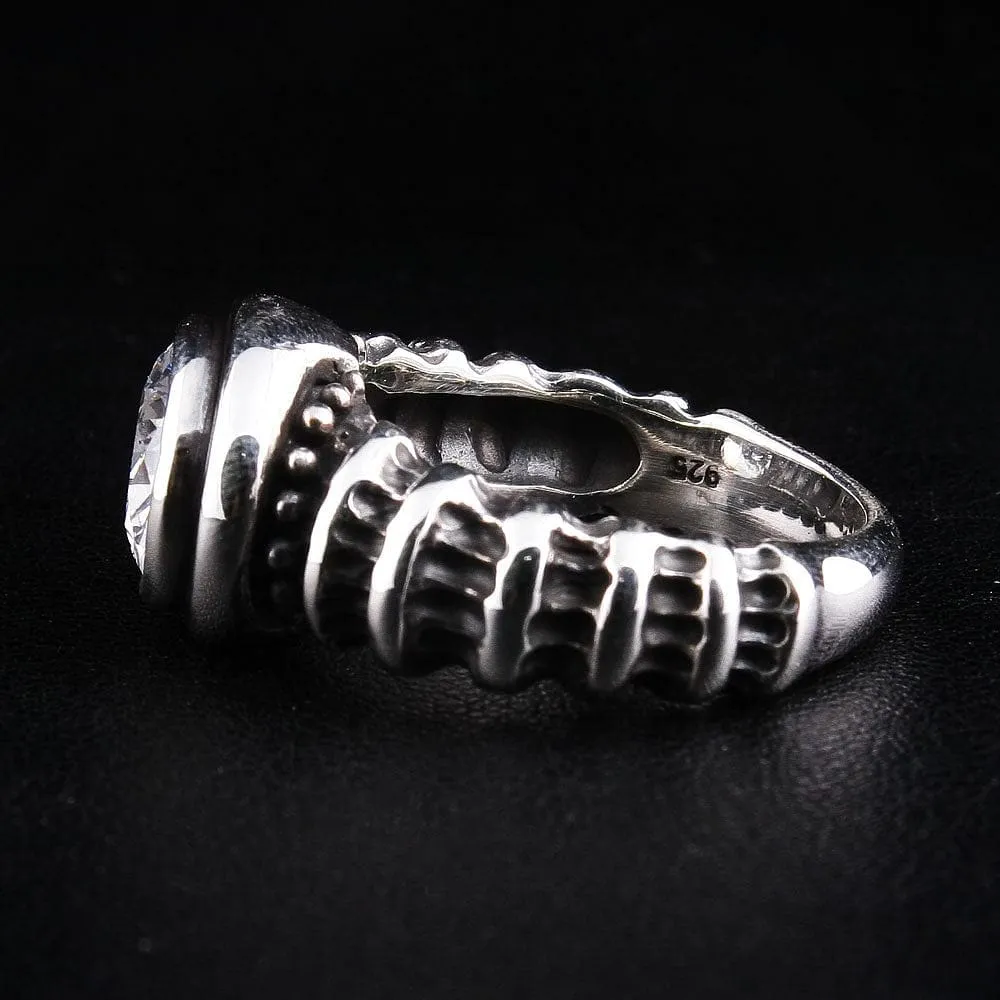 Diamond Topaz 925 Sterling Silver Gothic Ring
