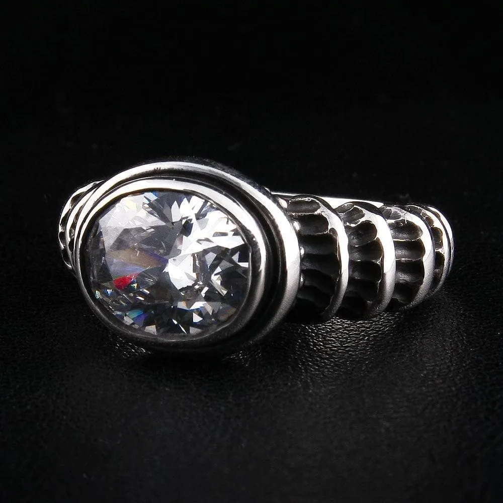 Diamond Topaz 925 Sterling Silver Gothic Ring