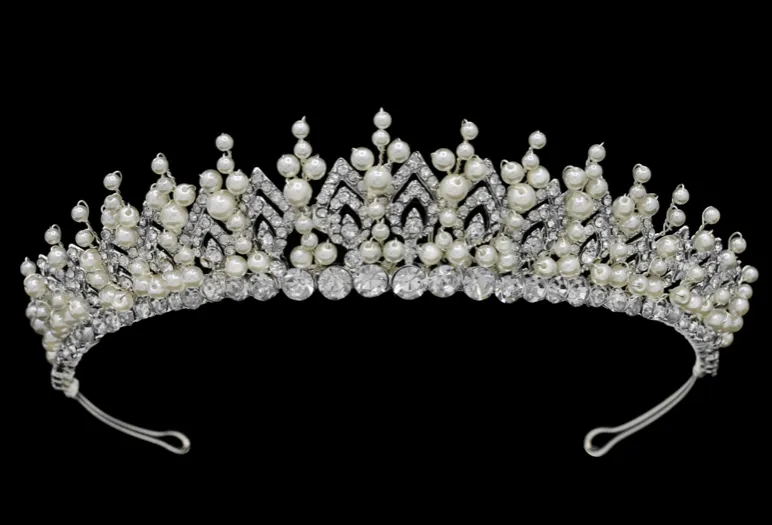 Diana - Ivory Freshwater Pearl, Clear Crystal Tiara