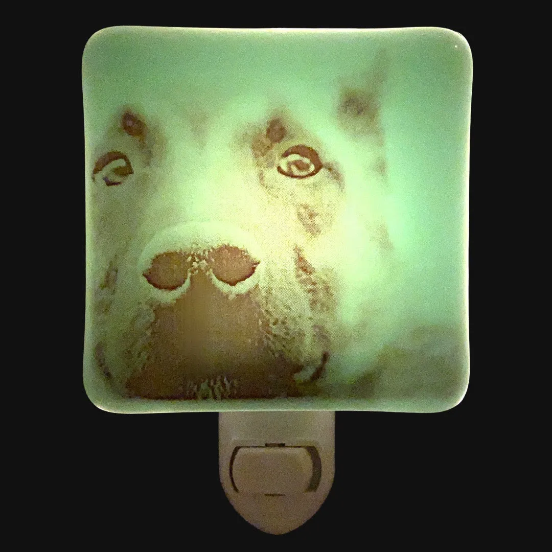 Dog Nose German Shepherds Night Light - White Glass