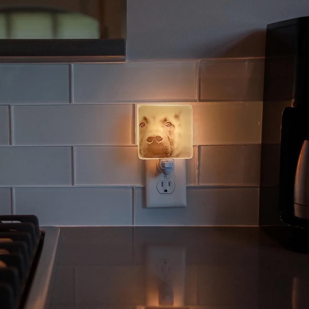 Dog Nose German Shepherds Night Light - White Glass