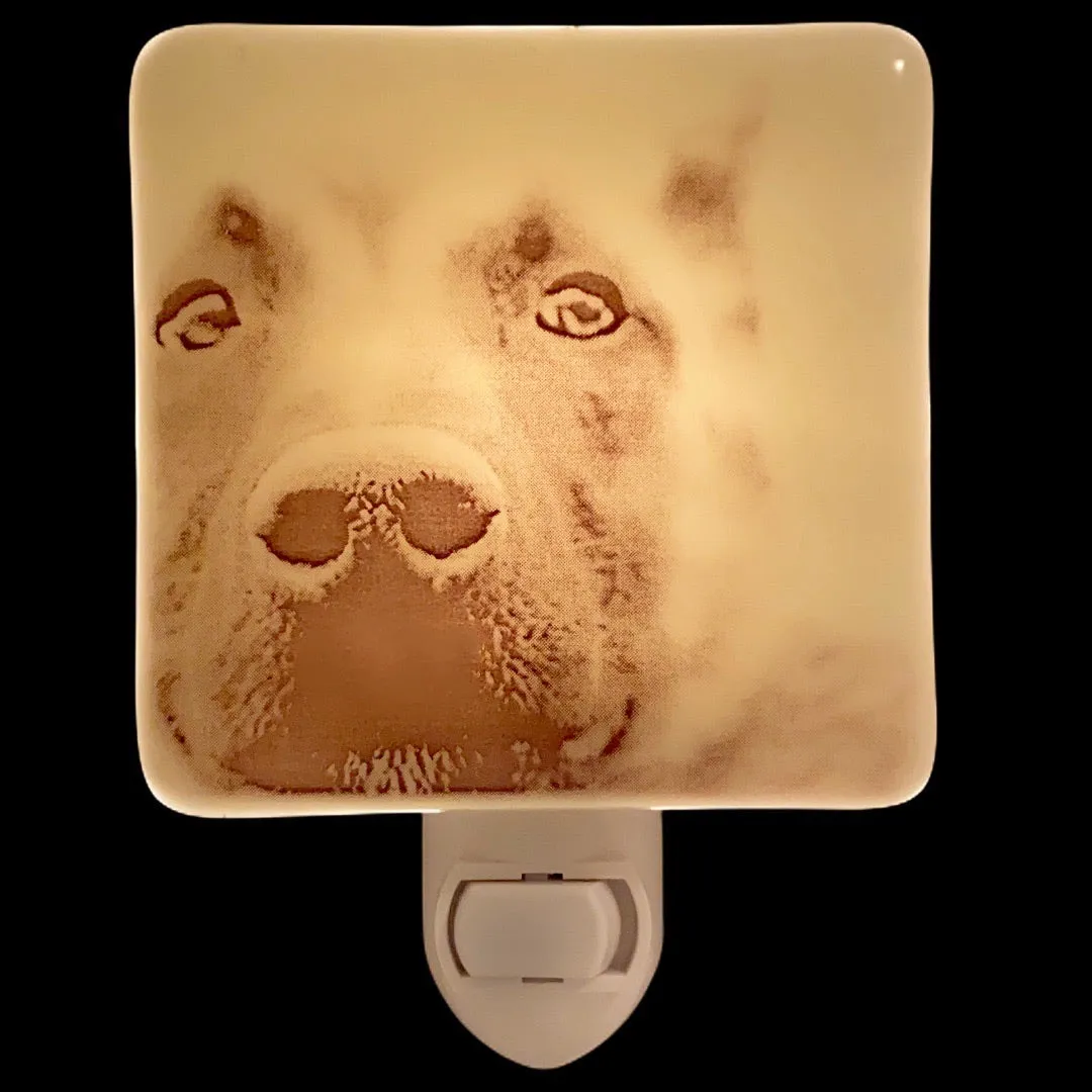 Dog Nose German Shepherds Night Light - White Glass