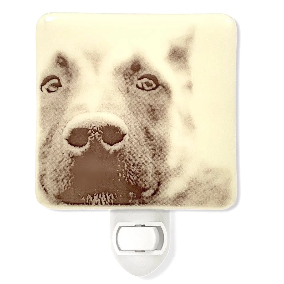 Dog Nose German Shepherds Night Light - White Glass