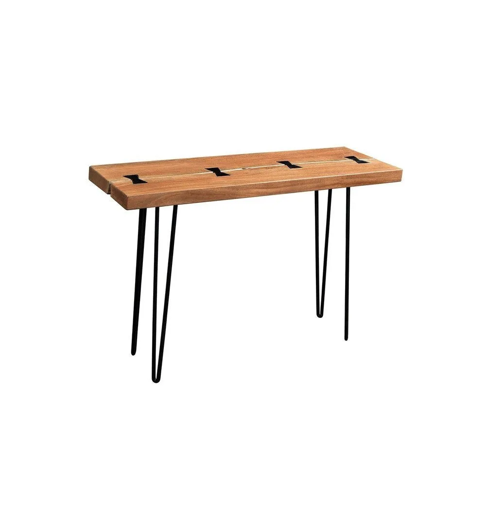 Driftwood Solid Acacia Console Table with Hairpin Legs