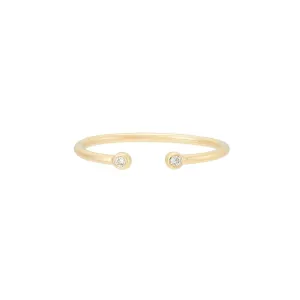 Dual Diamond Ring / 14k Gold Diamond Cuff Ring / Open Design Diamond Ring / Promise Ring / Stackable Ring / Birthday Gift