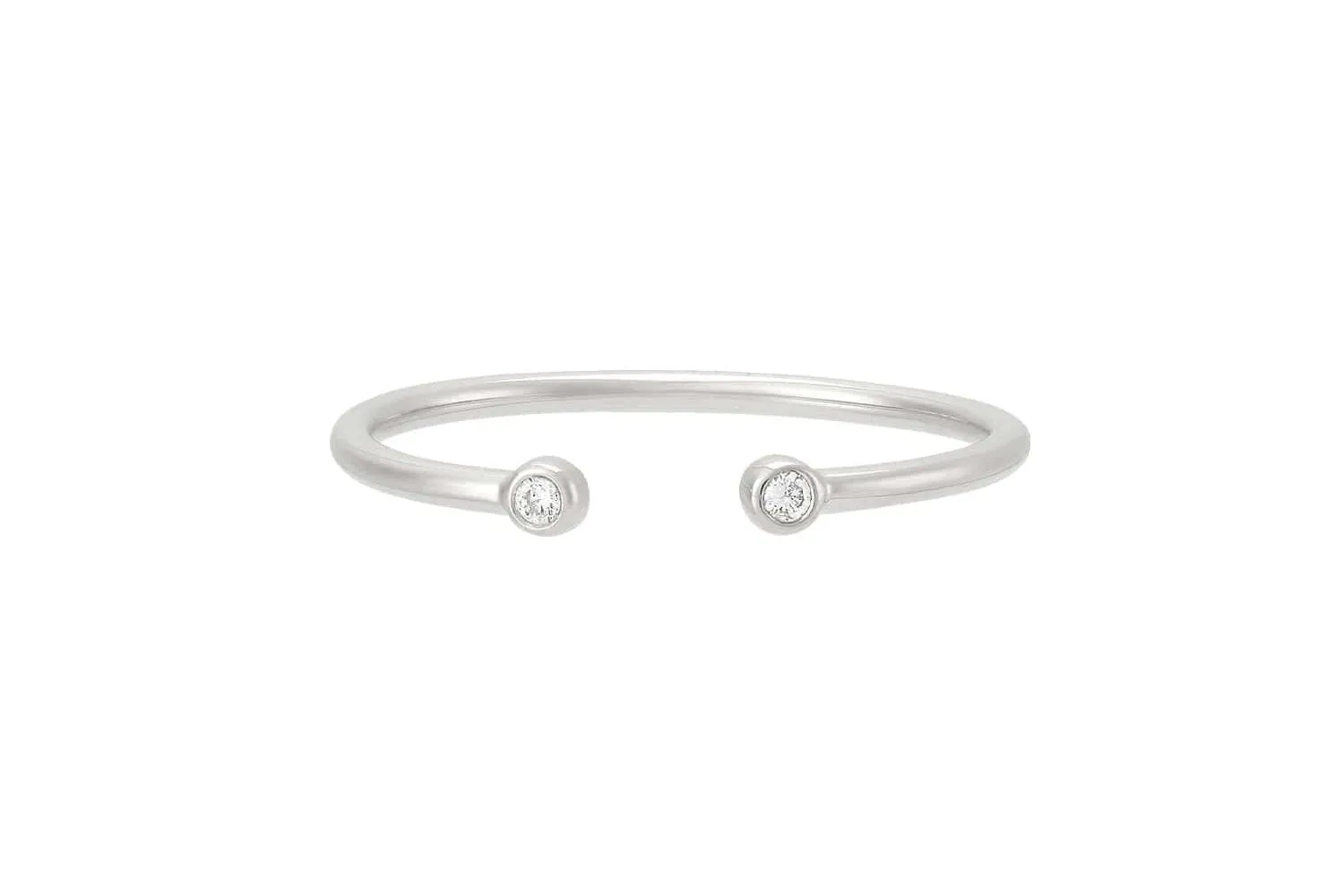 Dual Diamond Ring / 14k Gold Diamond Cuff Ring / Open Design Diamond Ring / Promise Ring / Stackable Ring / Birthday Gift