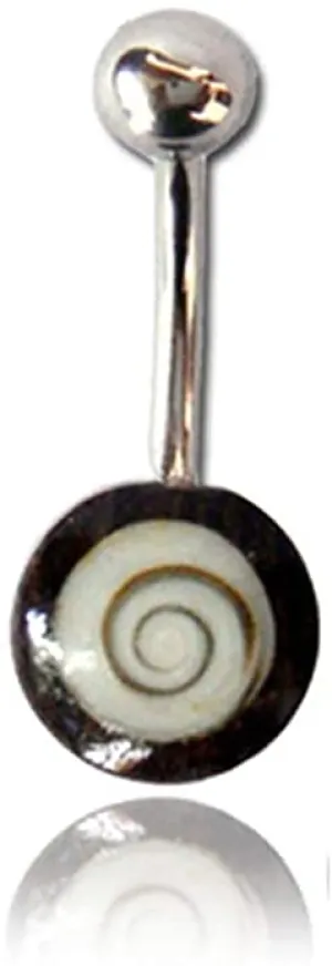 Earth Accessories Organic Wood/Shell Belly Button Ring Piercing for Women/Navel Belly Button Rings with Surgical Steel/with Abalone,Mother of Pearl