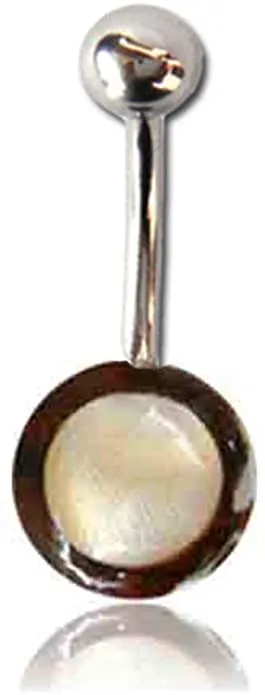 Earth Accessories Organic Wood/Shell Belly Button Ring Piercing for Women/Navel Belly Button Rings with Surgical Steel/with Abalone,Mother of Pearl