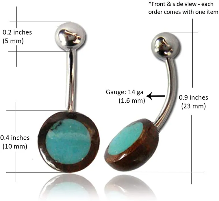 Earth Accessories Organic Wood/Shell Belly Button Ring Piercing for Women/Navel Belly Button Rings with Surgical Steel/with Abalone,Mother of Pearl